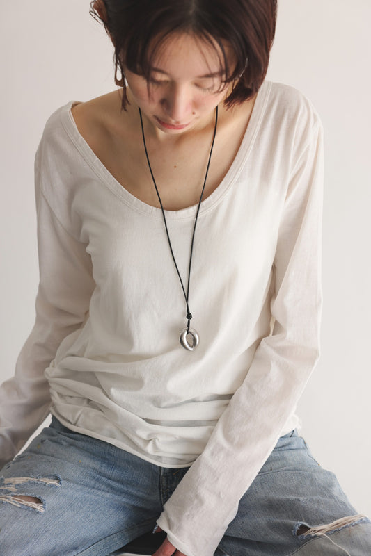 2WAY Neck Long Tee (white)