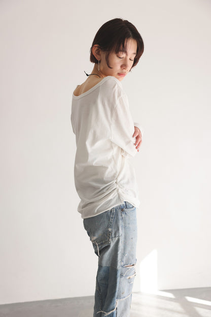 2WAY Neck Long Tee (white)