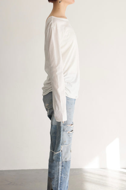 2WAY Neck Long Tee (white)