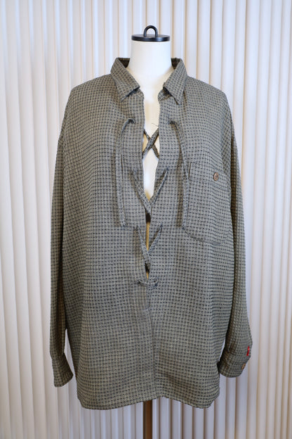 A715 / early 2000's SIGNUM remake lace up Design Shirt