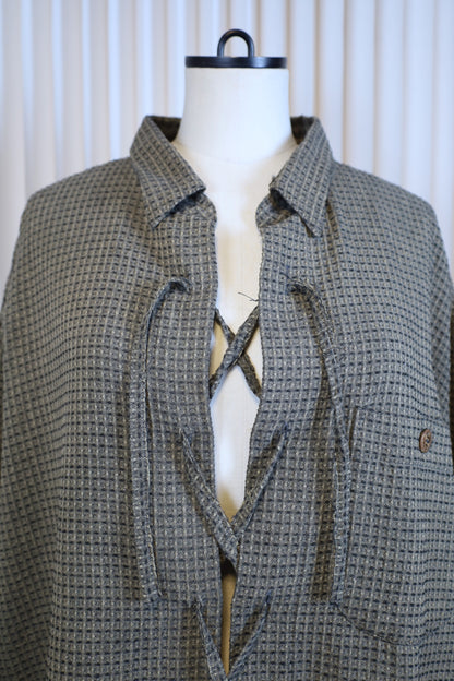 A715 / early 2000's SIGNUM remake lace up Design Shirt