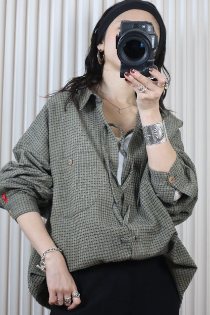 A715 / early 2000's SIGNUM remake lace up Design Shirt