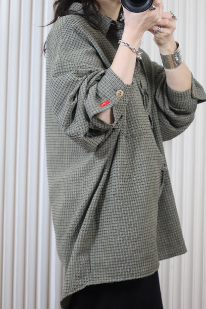 A715 / early 2000's SIGNUM remake lace up Design Shirt