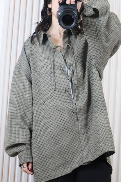 A715 / early 2000's SIGNUM remake lace up Design Shirt