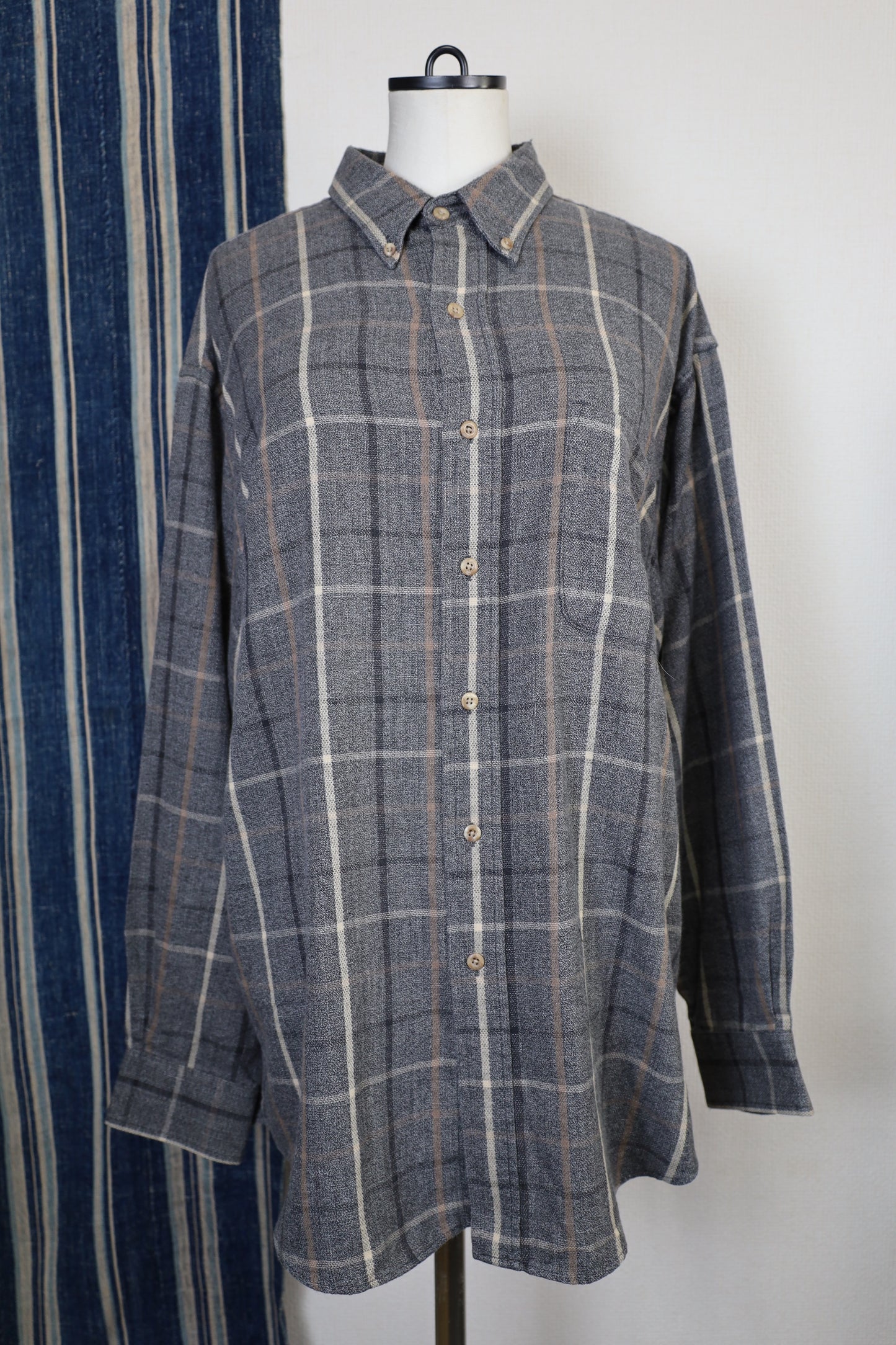 Z411 / 1990's OLD NATURAL ISSUE Check pattern Shirt