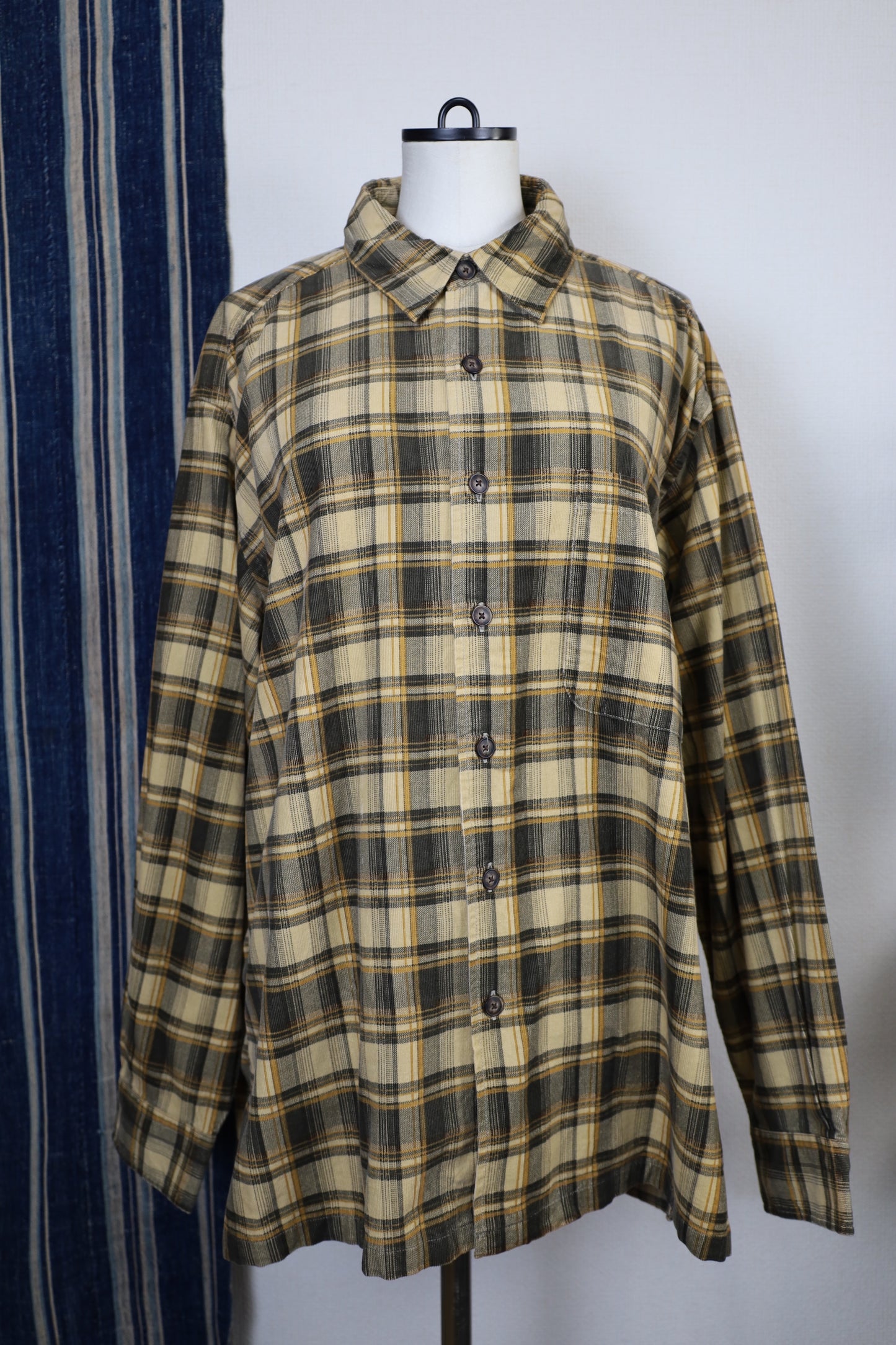 Z453 / 1990's OLD BOAT HOUSE ROW Check pattern Corduroy Shirt