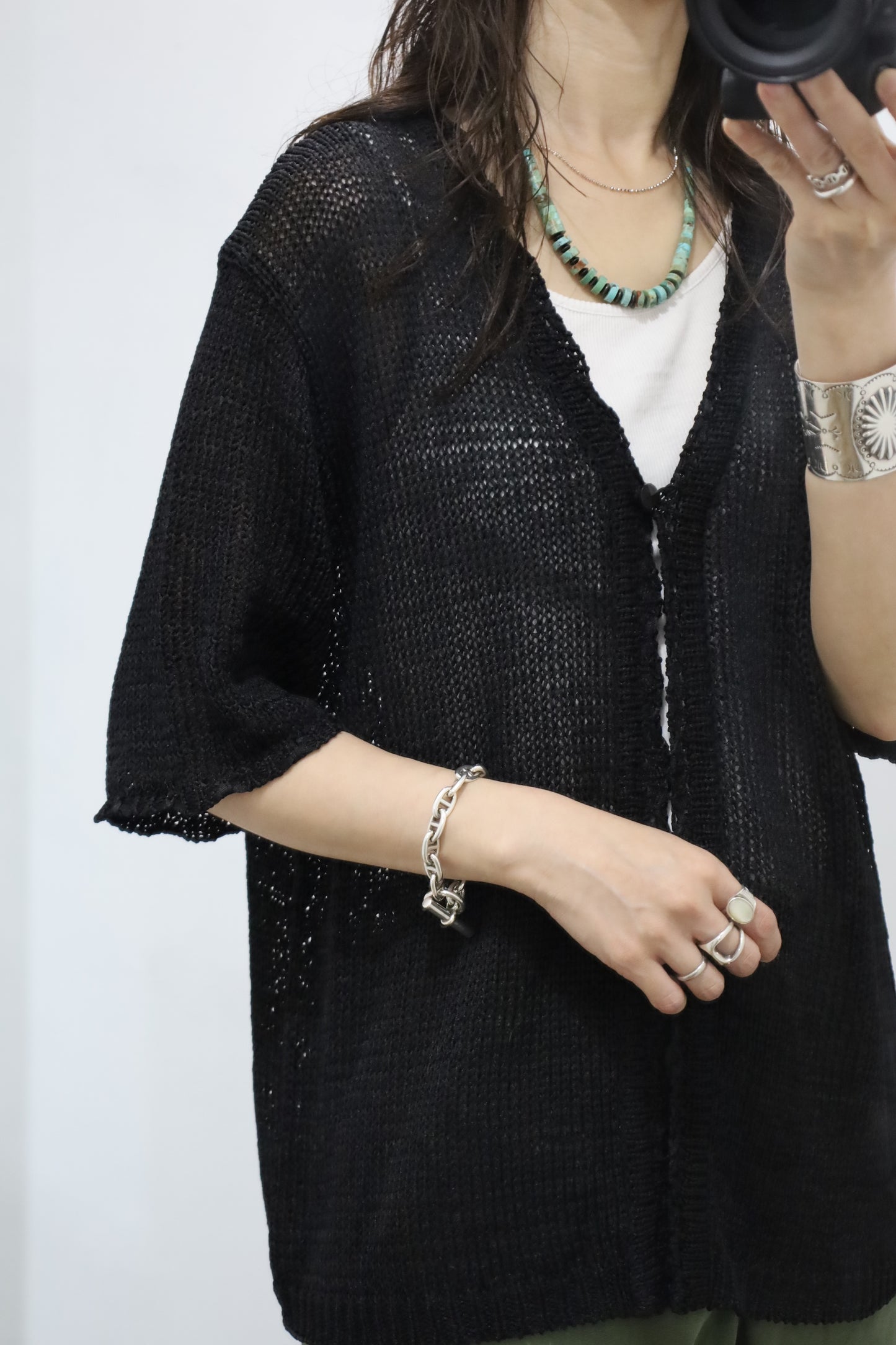 B948 / 1990's SAG HARBOR short sleeve mesh cardigan