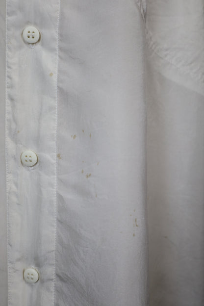 B125 / 1990's OLD FUZI ILKS WHITE SILK SHIRT