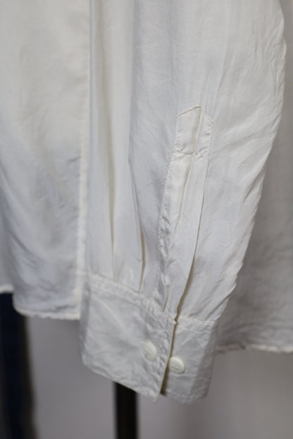 B125 / 1990's OLD FUZI ILKS WHITE SILK SHIRT