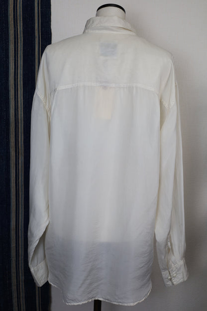 B125 / 1990's OLD FUZI ILKS WHITE SILK SHIRT