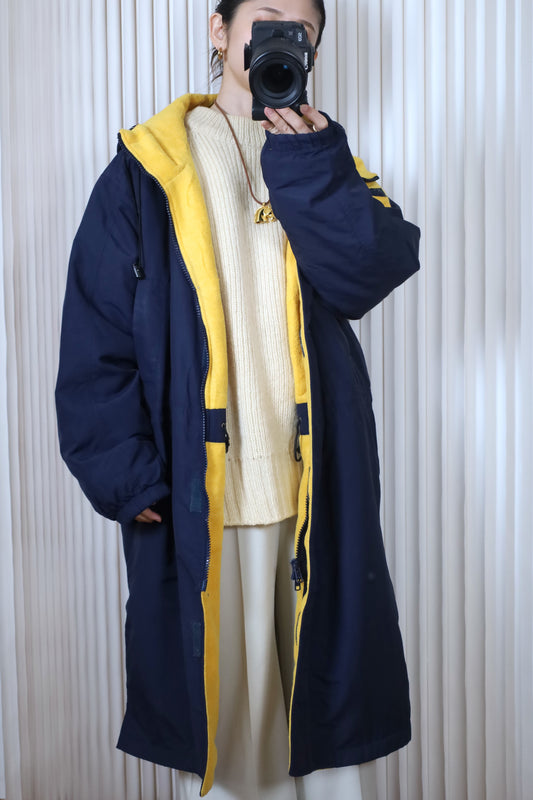 Z476 / 1990's OLD LANDS'END Fleece Lining Nylon Fooded Coat