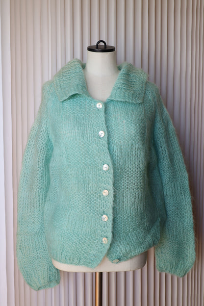 914 / UNKNOWN wool mohair fabric HAND KNIT