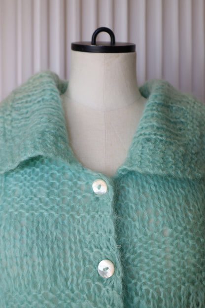 914 / UNKNOWN wool mohair fabric HAND KNIT