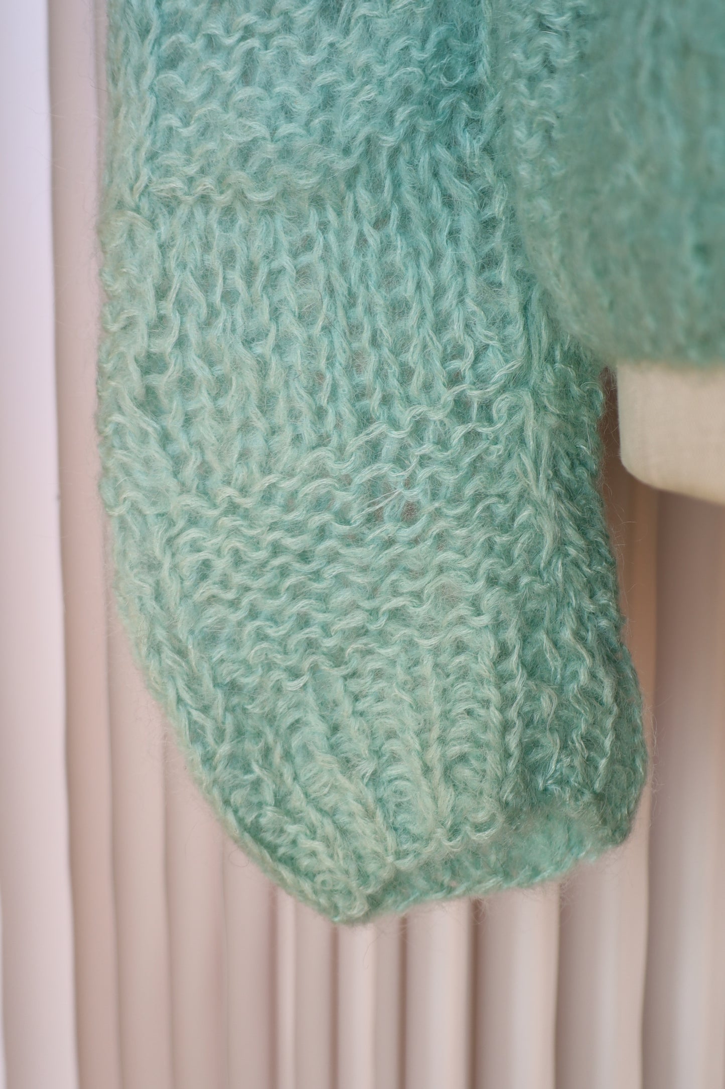 914 / UNKNOWN wool mohair fabric HAND KNIT