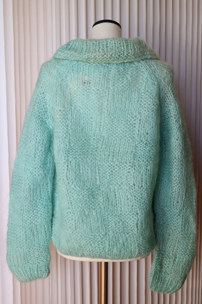 914 / UNKNOWN wool mohair fabric HAND KNIT