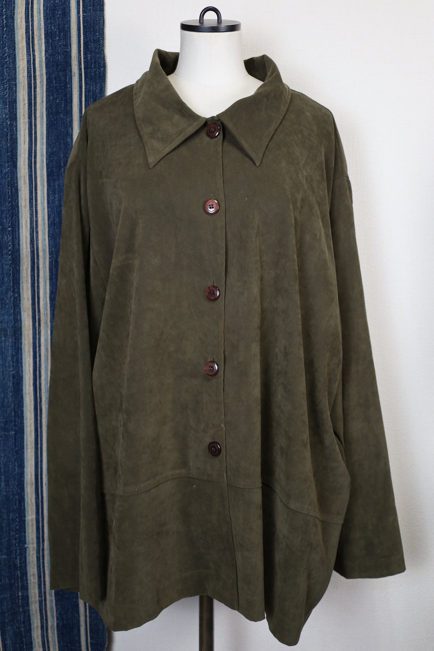 B182 / 1990's OLD FIRST OPTION TOOL Fake Suede Shirt