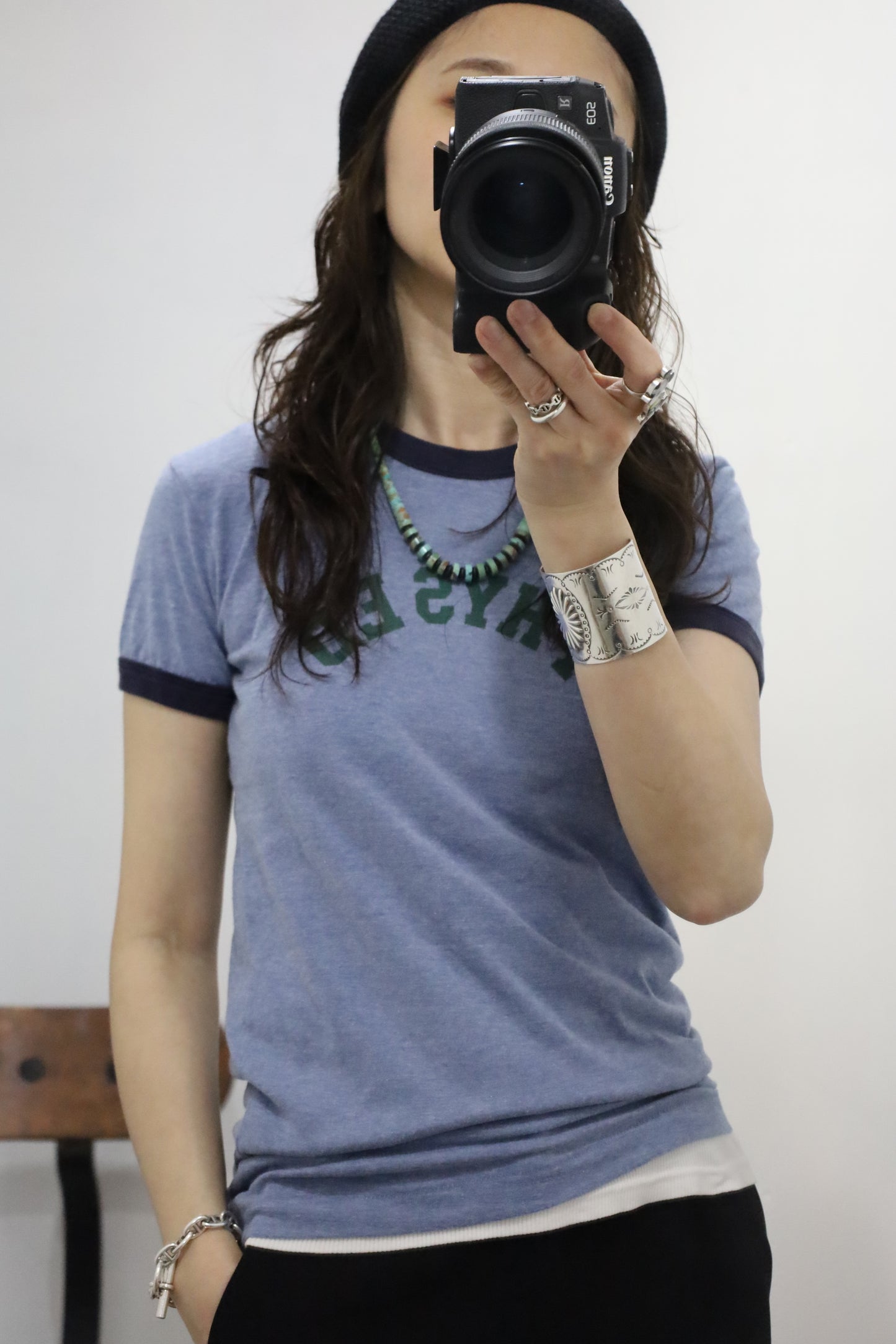 B919 / 1980's UNKNOWN Ringer print tee