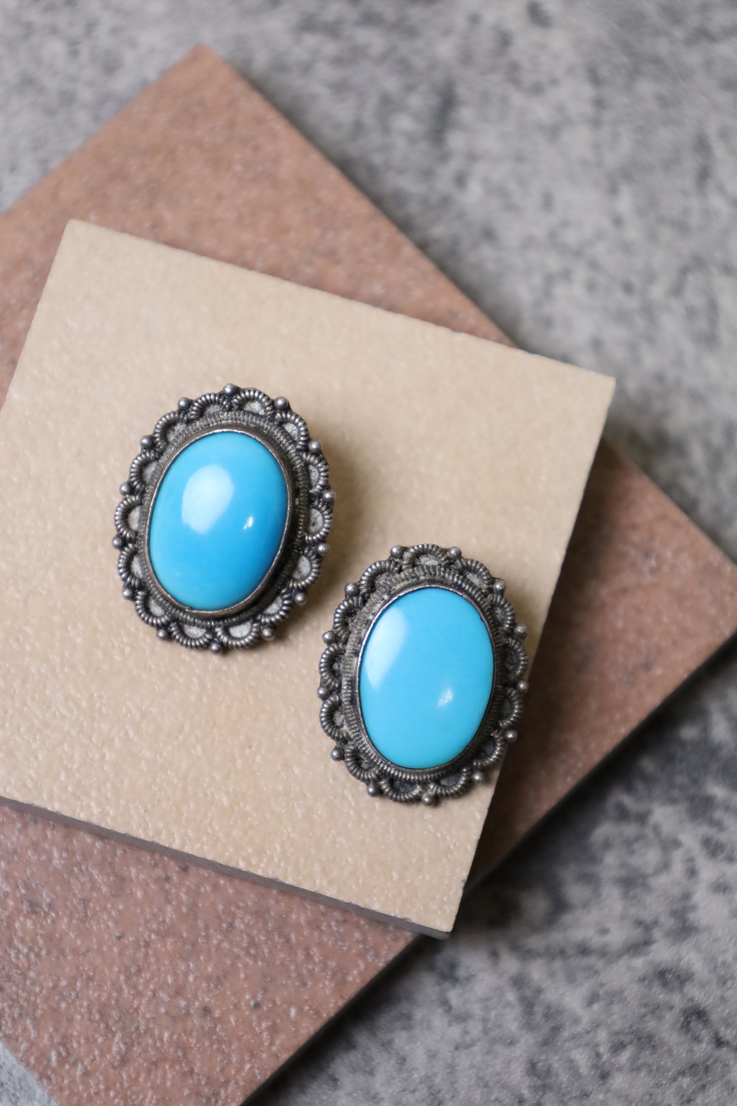 999 / VINTAGE turquoise earring (silver925)