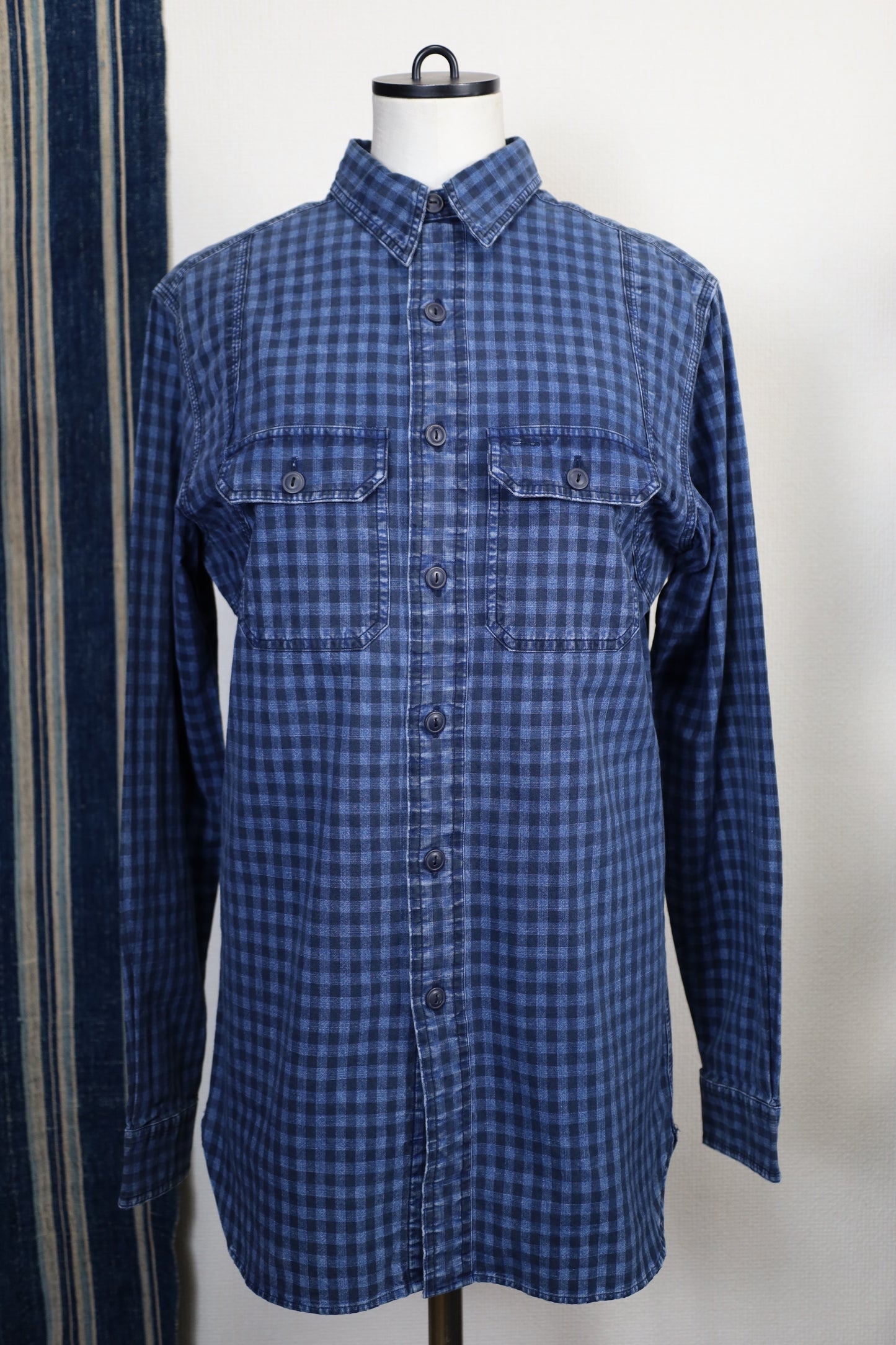 Z122 / 1990's POLO by Ralph Lauren indigodye check shirt