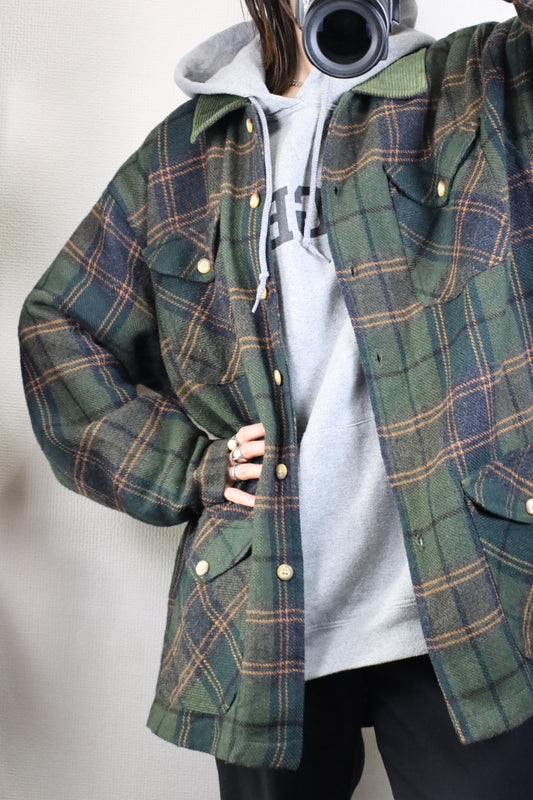 Z463 / 1990's OLD CAPACITY LANAWOOL Fablic Check Coverall