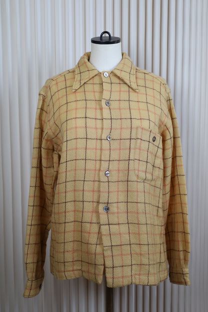 B135 / 1970's Vintage Customneedle Tailoring Wool Check Shirt