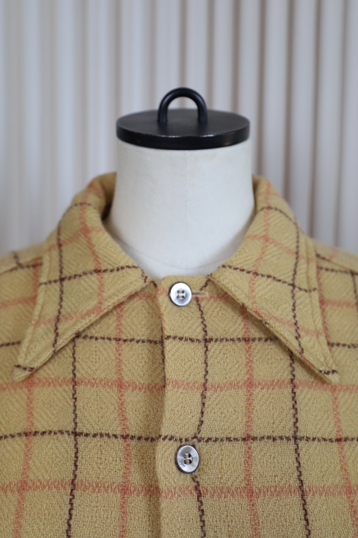 B135 / 1970's Vintage Customneedle Tailoring Wool Check Shirt