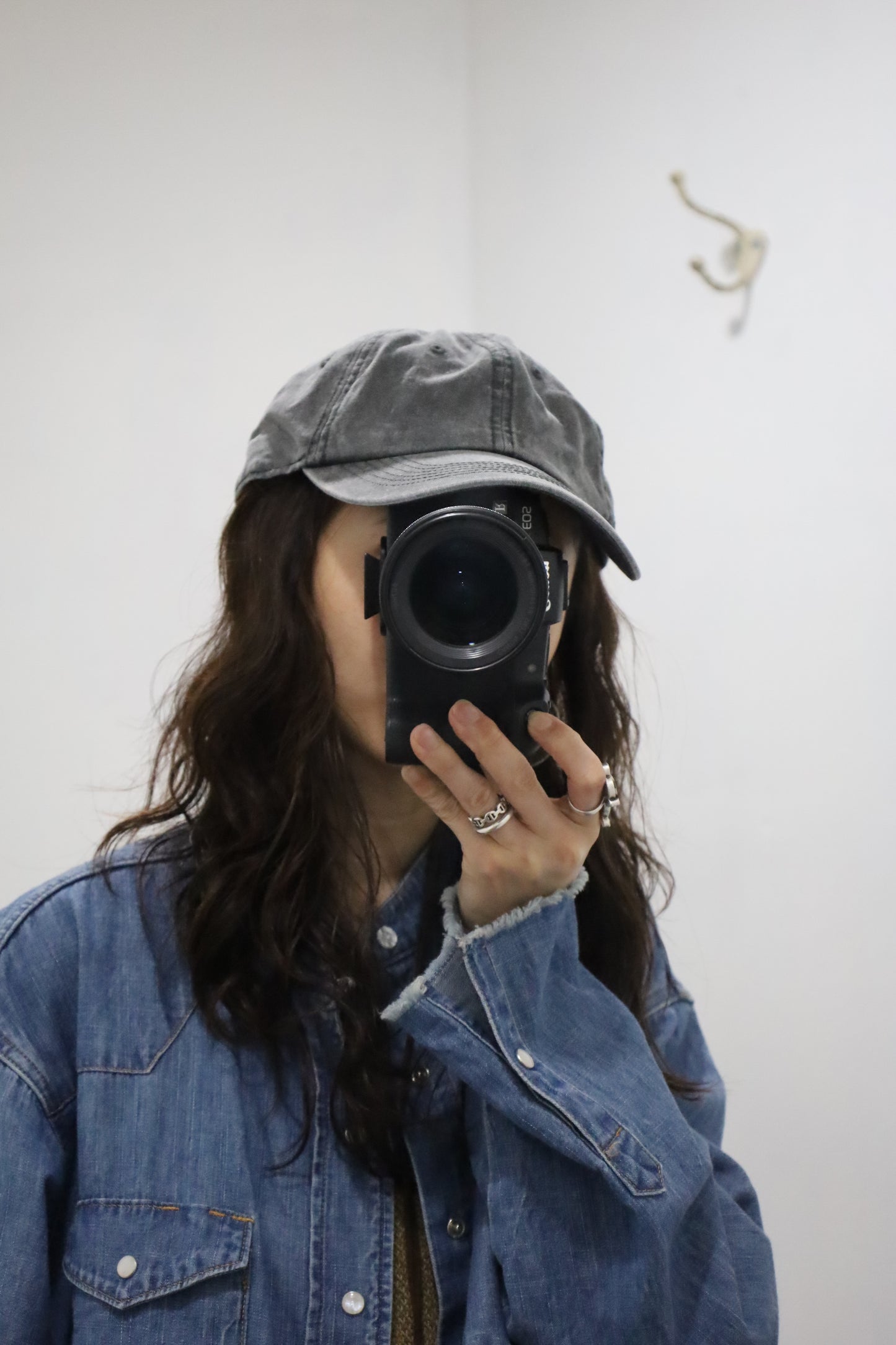 A900 / USED black denim cap