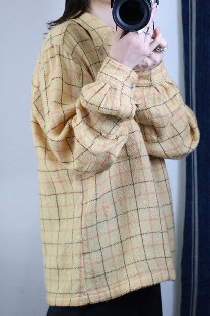 B135 / 1970's Vintage Customneedle Tailoring Wool Check Shirt