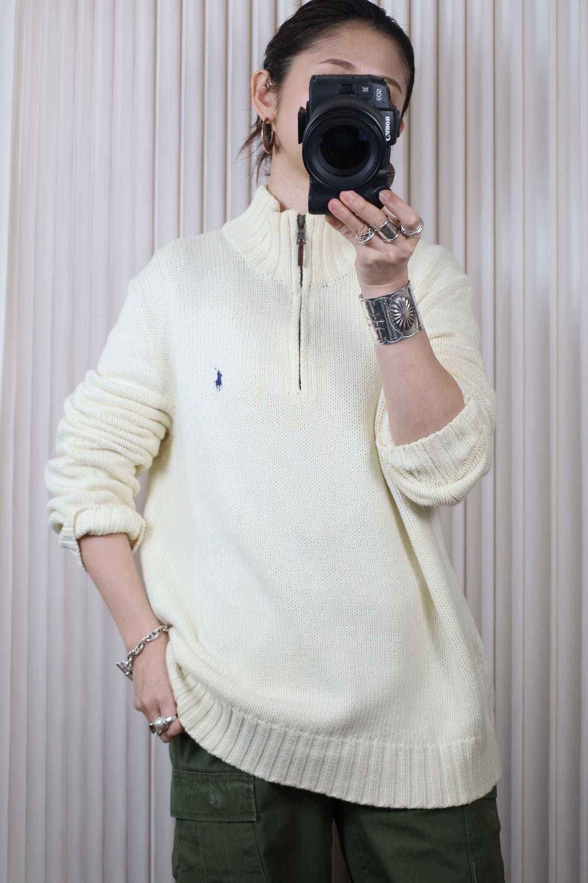 L59 / 1990's Polo by Ralph Lauren Half zip Cotton knit