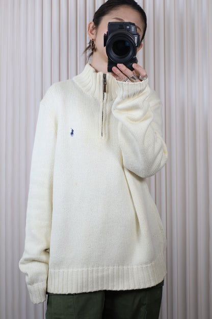 L59 / 1990's Polo by Ralph Lauren Half zip Cotton knit