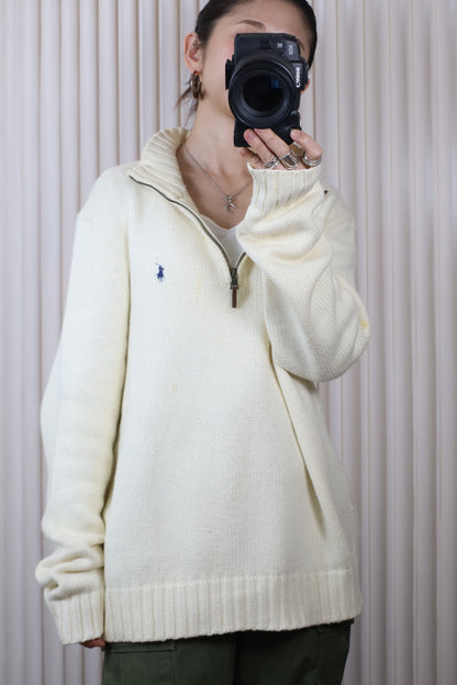 L59 / 1990's Polo by Ralph Lauren Half zip Cotton knit