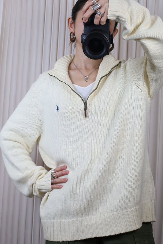 L59 / 1990's Polo by Ralph Lauren Half zip Cotton knit