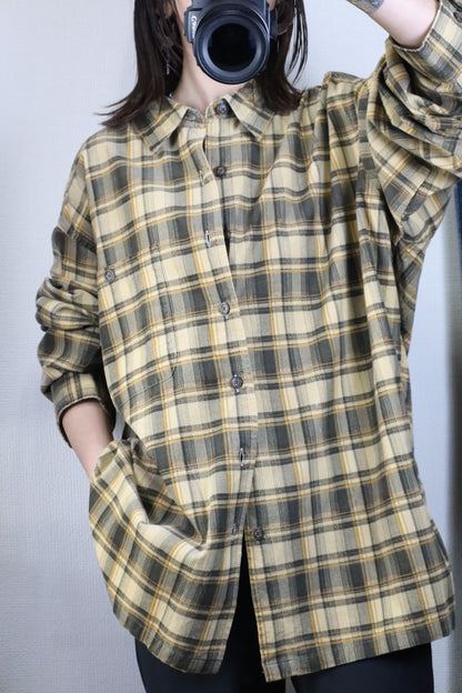 Z453 / 1990's OLD BOAT HOUSE ROW Check pattern Corduroy Shirt