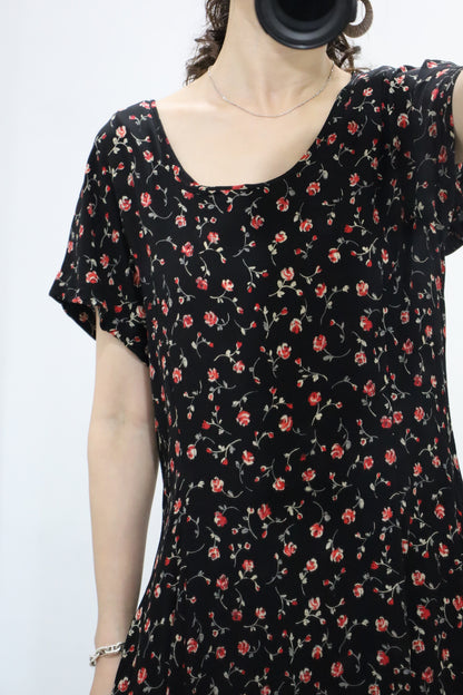 D205 / 1990's JONES NEW YORK Flower print one-piece