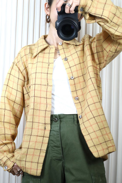 B135 / 1970's Vintage Customneedle Tailoring Wool Check Shirt