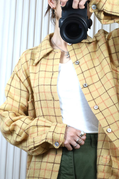 B135 / 1970's Vintage Customneedle Tailoring Wool Check Shirt