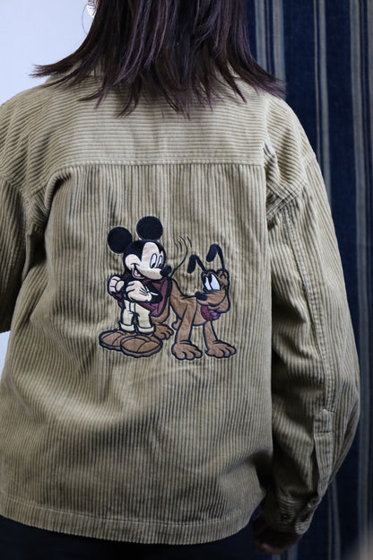 Z464 / 1990's OLD The Disney Sore Embroidery corduroy shirt