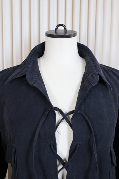 C1013 / early2000's UNTIED remake lace up fake suede shirt