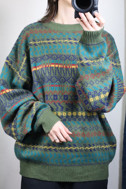 F259 / 1990's OLD GRAPHICS Jacquard Pattern Knit