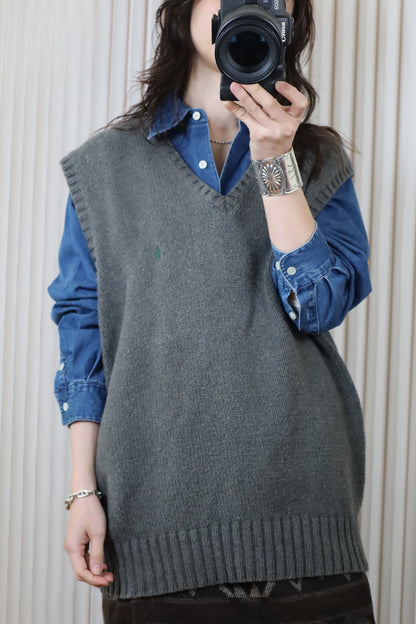 J28 / 1990's POLO by Ralph Lauren cotton knit vest