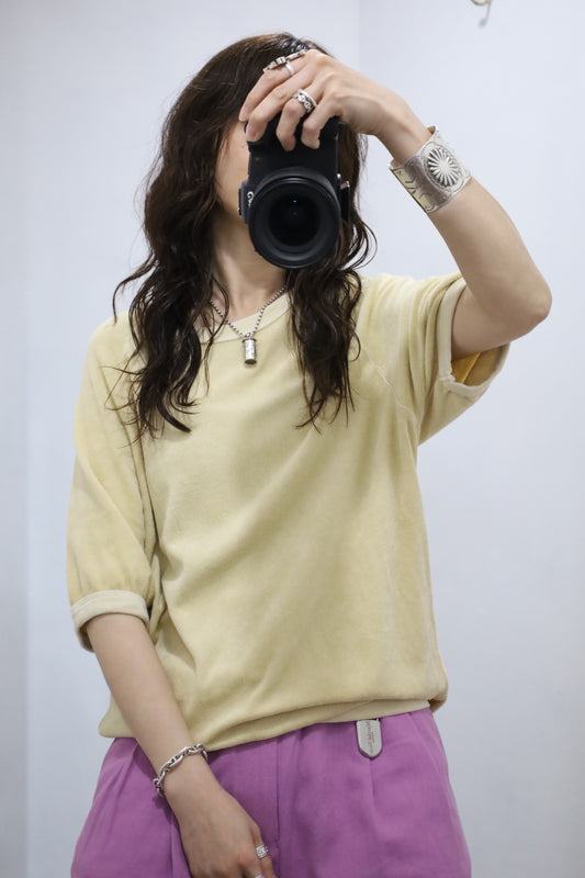 D257 / UNKNOWN USED Pile  fabric short sleeve tee