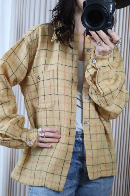 B135 / 1970's Vintage Customneedle Tailoring Wool Check Shirt