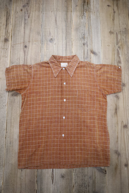 437 / 1950-60's Vintage BoReco Nep Fablic Check Shirt
