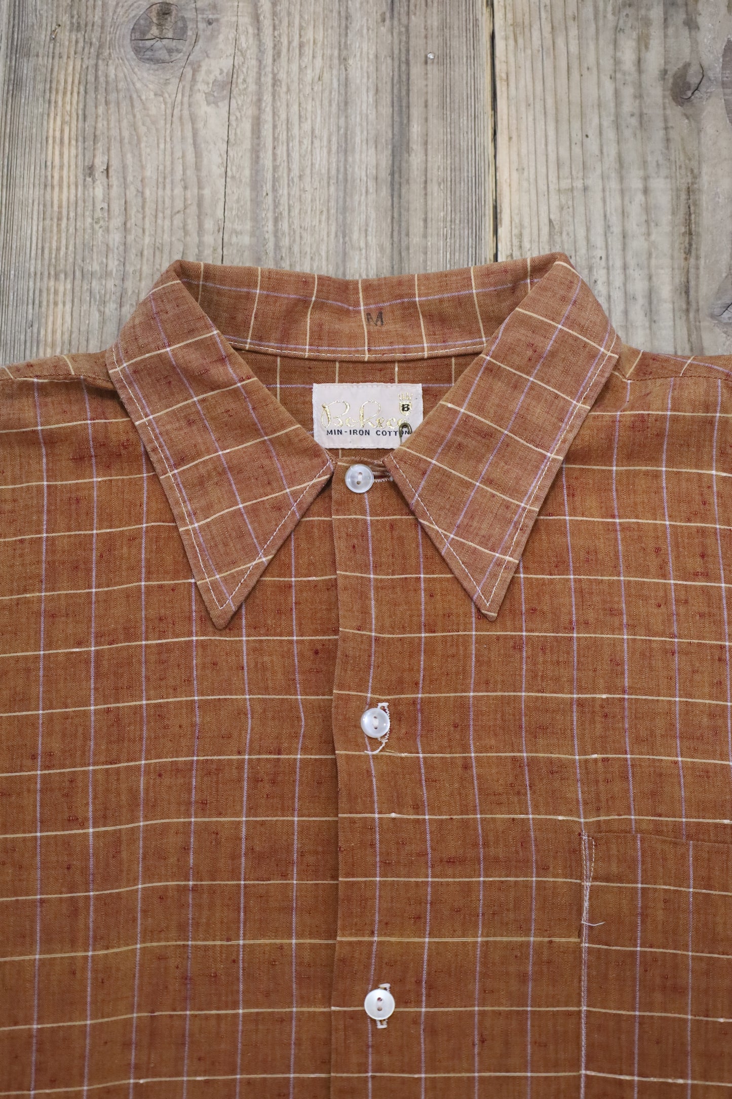 437 / 1950-60's Vintage BoReco Nep Fablic Check Shirt
