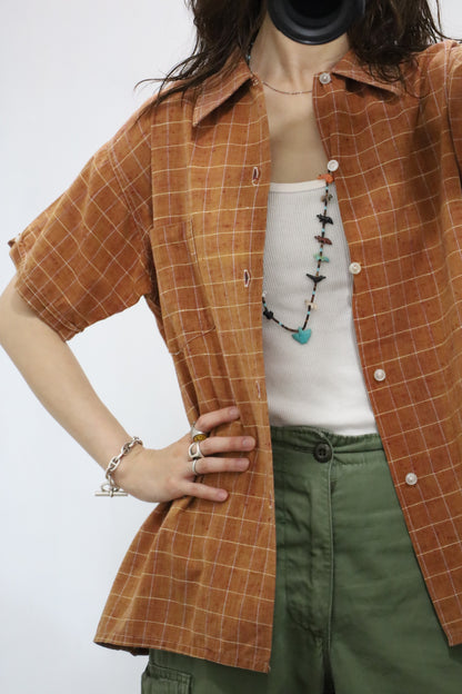 437 / 1950-60's Vintage BoReco Nep Fablic Check Shirt