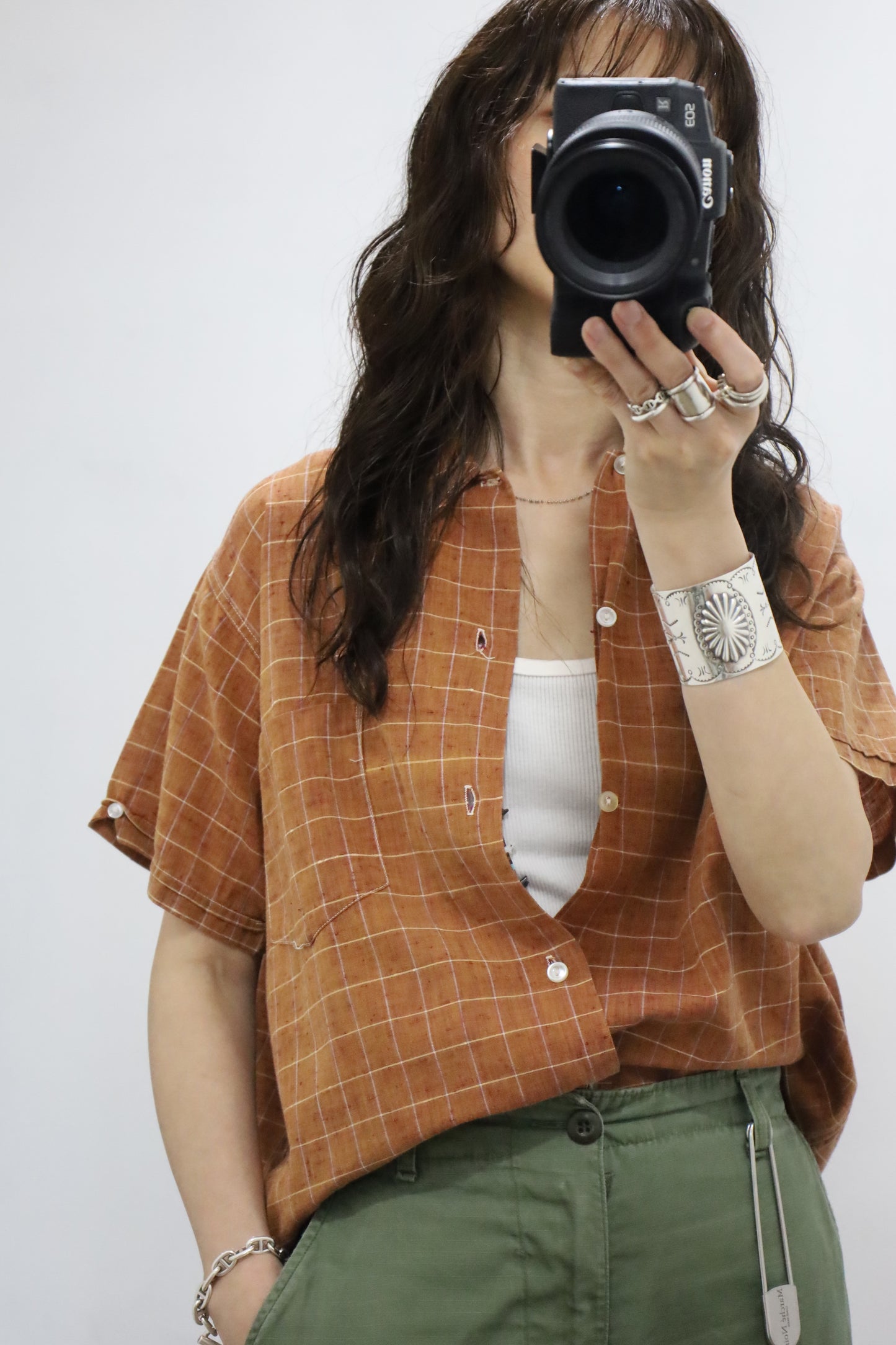 437 / 1950-60's Vintage BoReco Nep Fablic Check Shirt