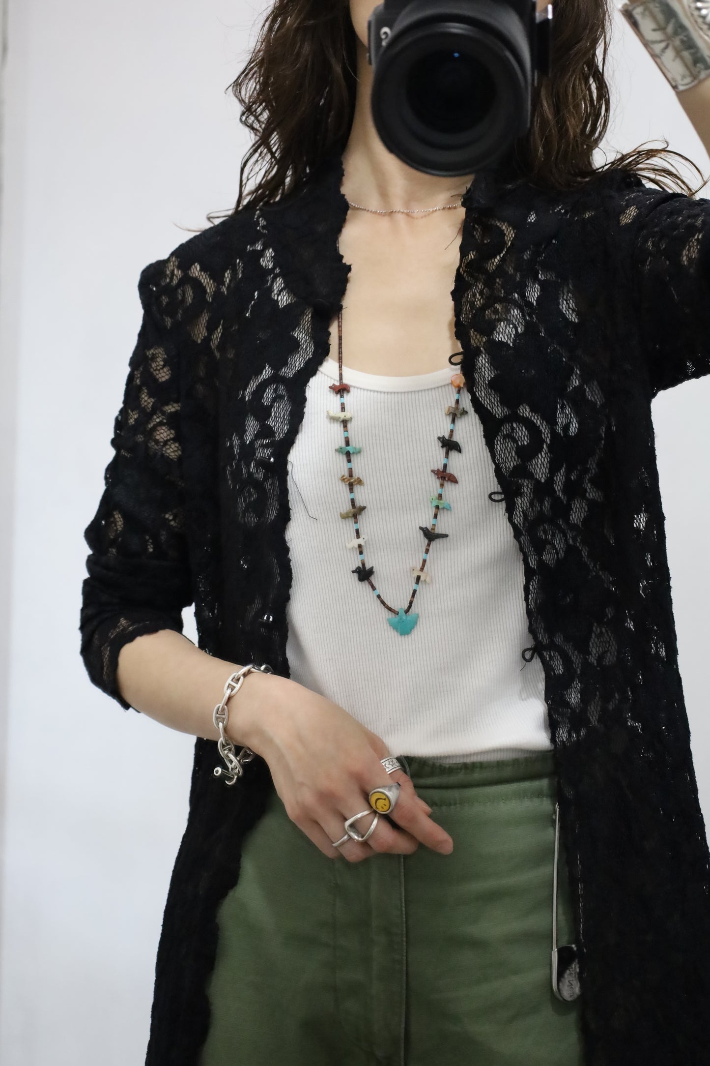 A821 / 2000's ASHLEE black lace long cardigan