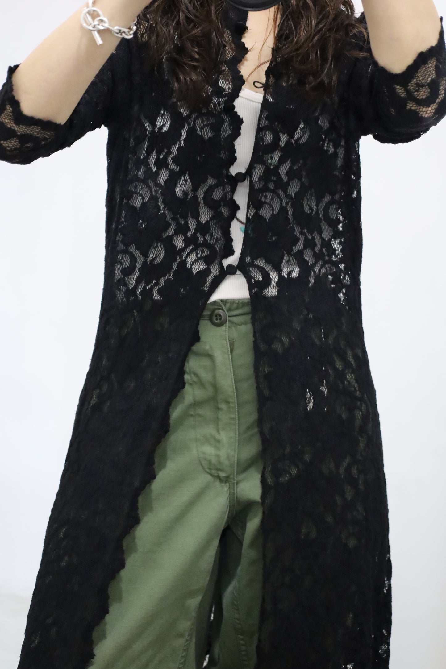 A821 / 2000's ASHLEE black lace long cardigan
