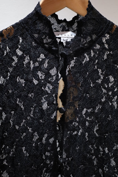 A821 / 2000's ASHLEE black lace long cardigan