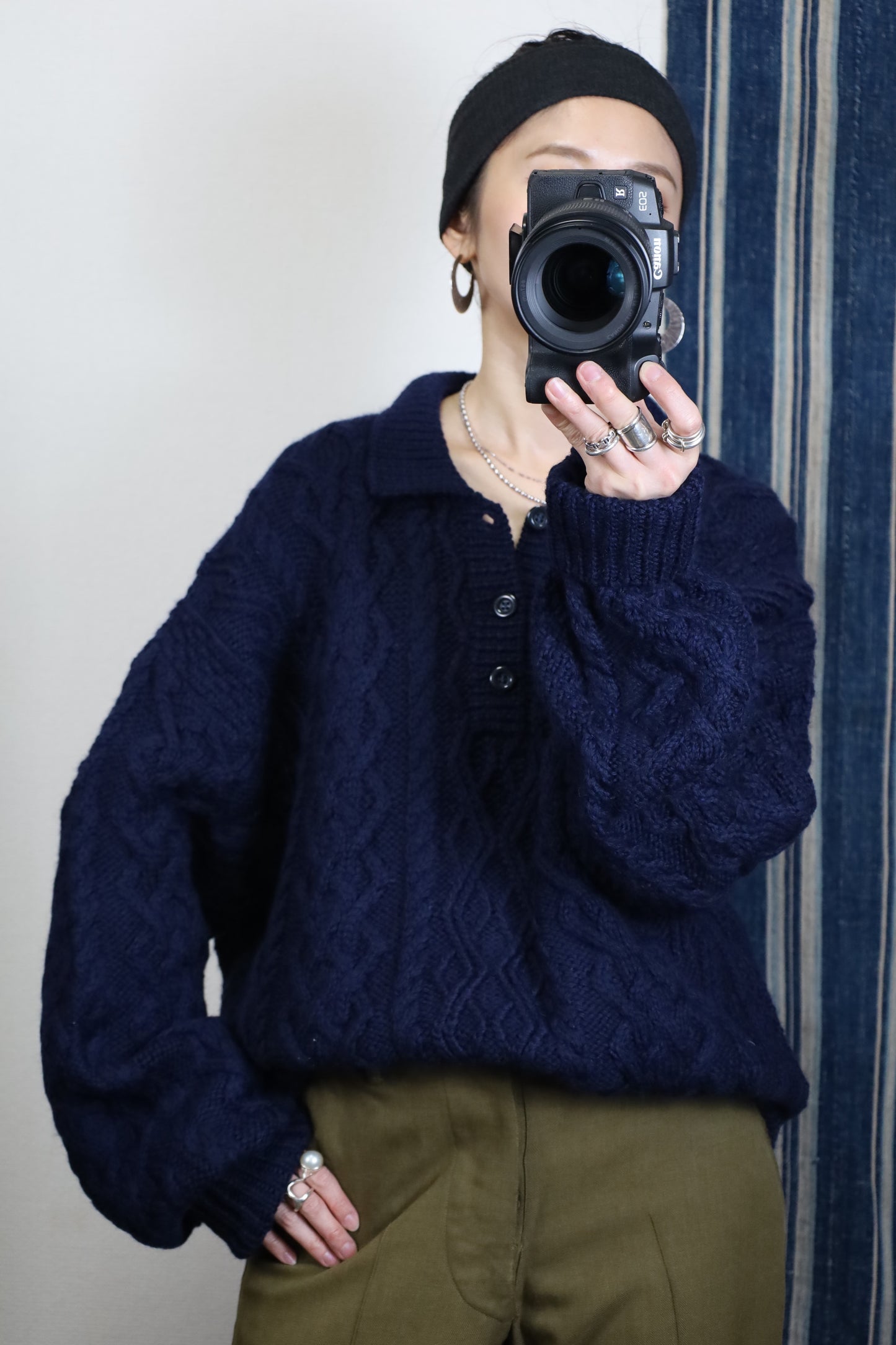 D45 / UNKNOWN Cable Knit Polo